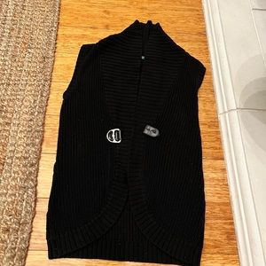 Ralph Lauren Knitted Black Sleeveless Sweater- Mid Thigh Length w Metal Buckle